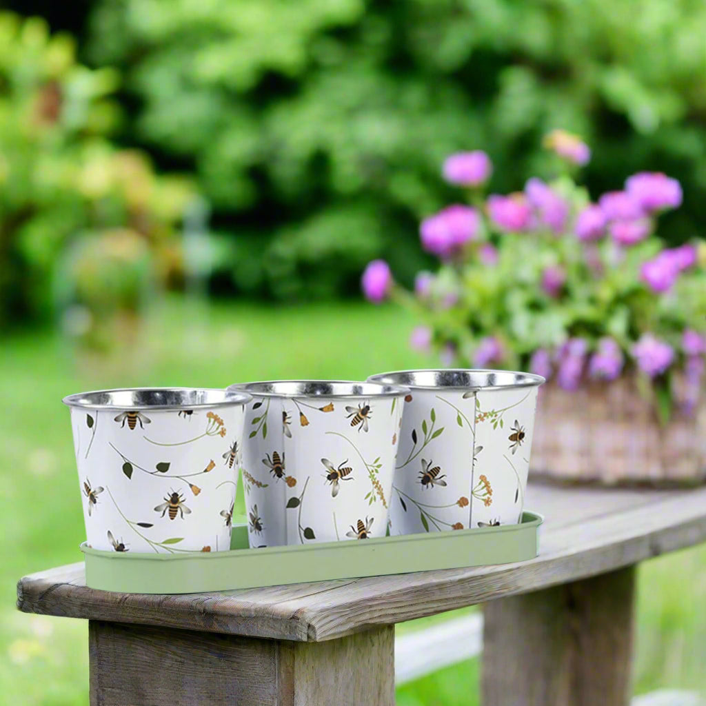 Bee Design Pots on a Tray