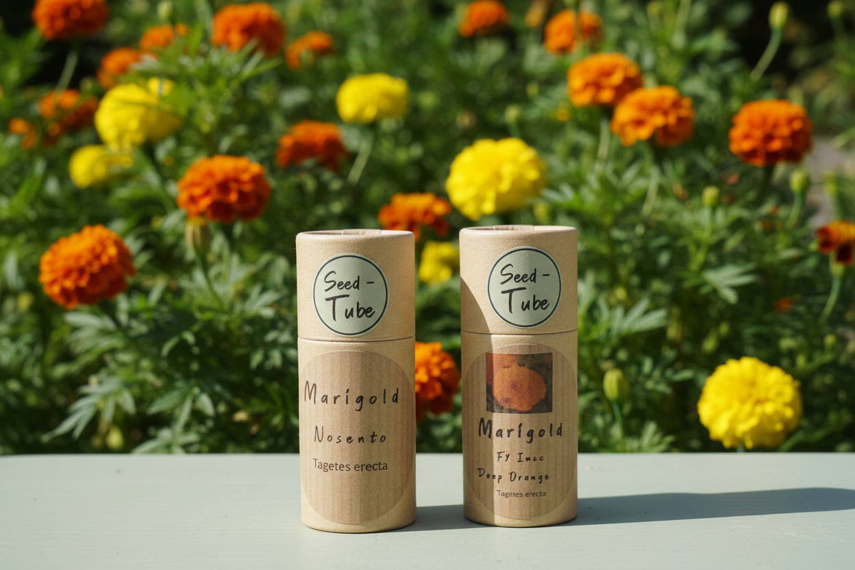 Marigold Flower Seeds in a Seedtube