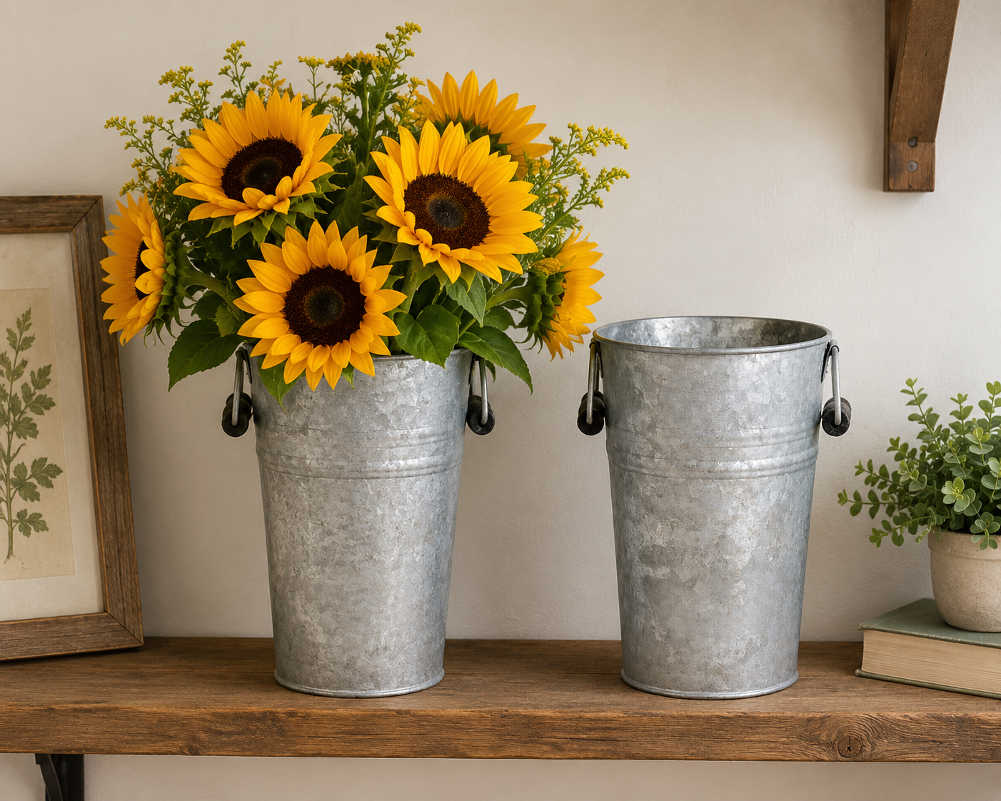Zinc Flower Vase - with side handles